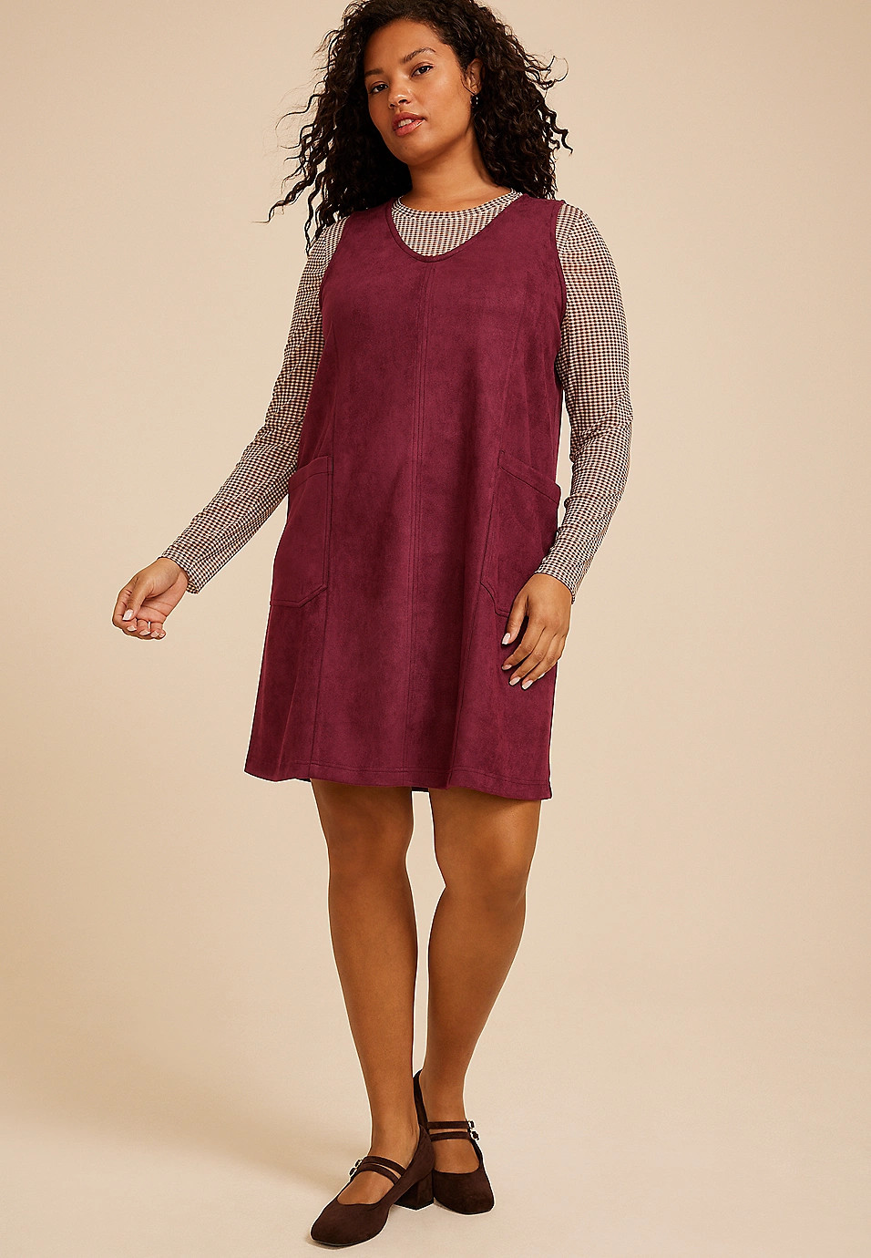 Plus Size Bare Faux Suede Shift Dress | Maurices