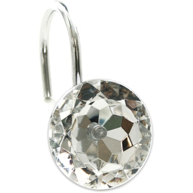 Sparkle Faceted Crystal Shower Curtain Hooks - Set of 12 - Clear/Silver (clear) | Bed Bath & Beyond