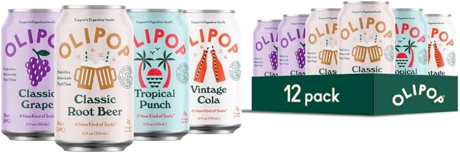 OLIPOP Prebiotic Soda Pop, Best Sellers Variety Pack, A New Kind of Soda Packed with Prebiotics, ... | Amazon (US)
