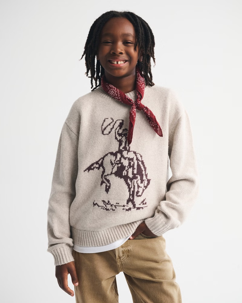 boys western graphic crew sweater | boys tops | Abercrombie.com | Abercrombie & Fitch (US)