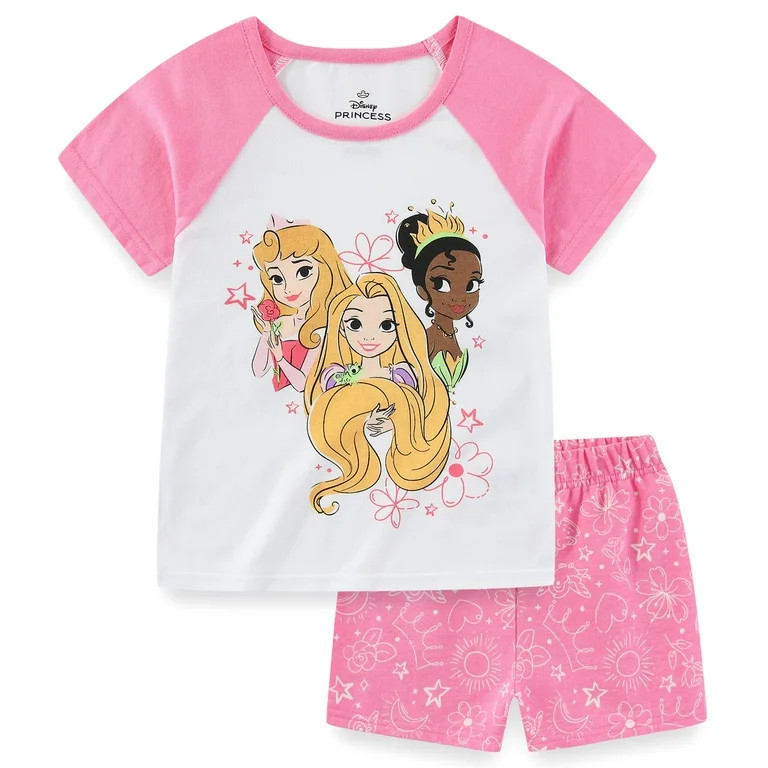 Disney Princess Short Sleeve T-Shirt and French Terry Shorts Set (Girls), 2 Piece Set, Sizes 2T-6... | Walmart (US)