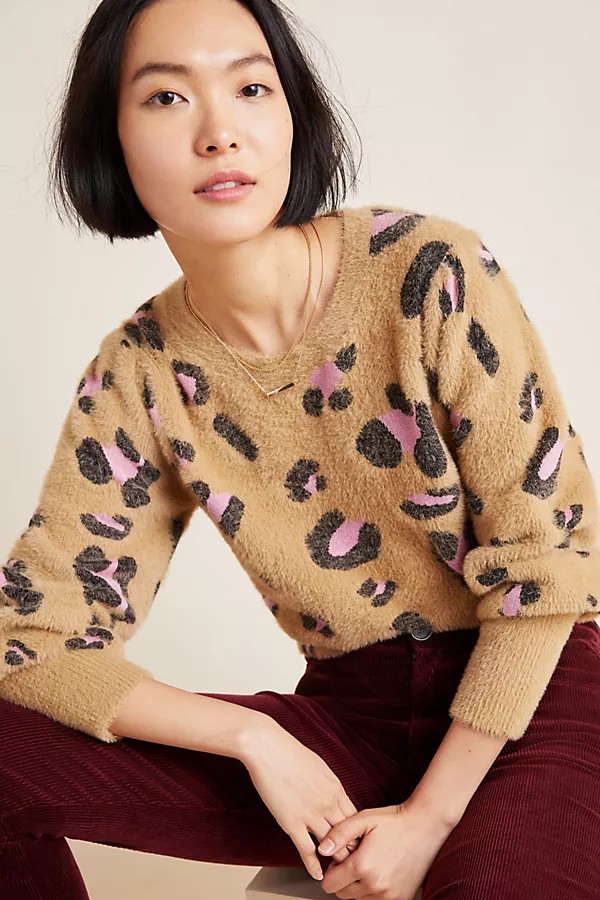 Nina Leopard Eyelash Sweater | Anthropologie (US)