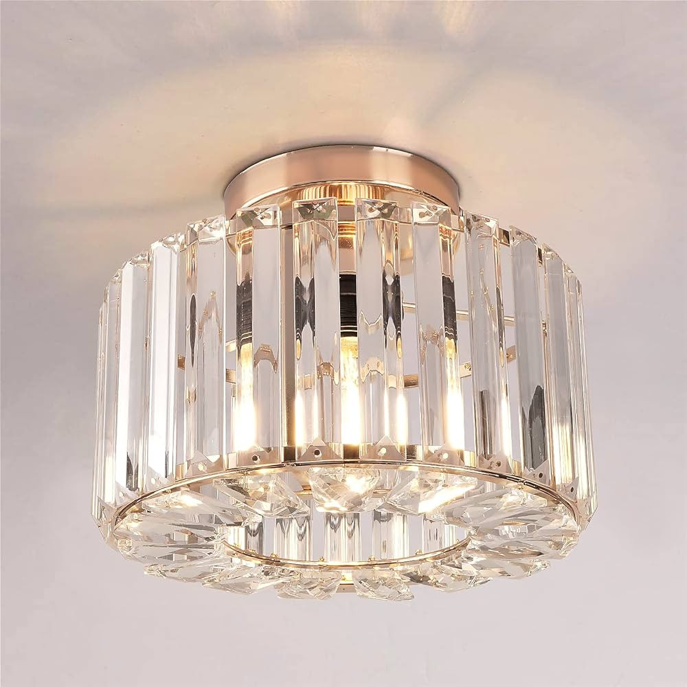Semi Flush Mount Ceiling Light - Crystal Chandelier Modern Ceiling Light Fixture Hallway Light Fi... | Amazon (US)