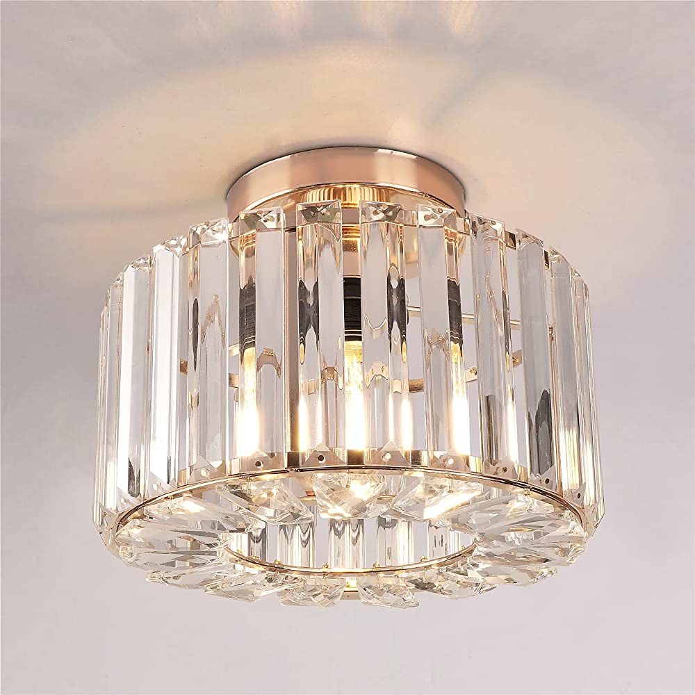 Semi Flush Mount Ceiling Light - Crystal Chandelier Modern Ceiling Light Fixture Hallway Light Fi... | Amazon (US)