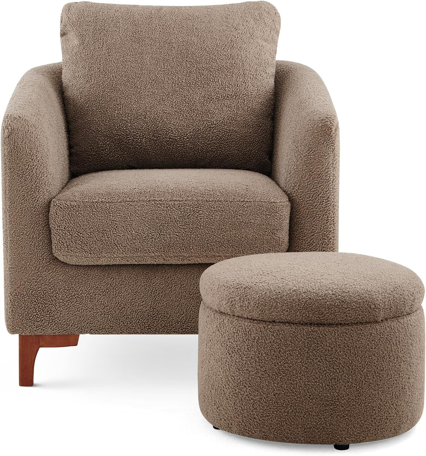 COLAMY Sherpa Accent Chair with Storage Ottoman Set, Upholstered Arm Chair with Footrest, Modern ... | Amazon (US)