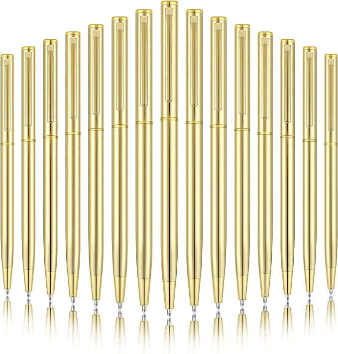 Zonon Gold Slim Ballpoint Pens Black Ink 1 mm Medium Point Metallic Retractable Pens Gold Metal P... | Amazon (US)