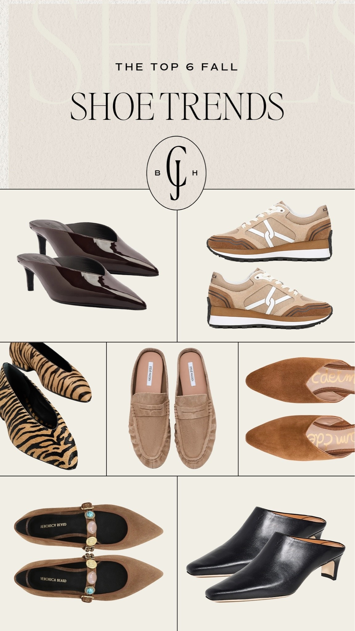 The 6 Shoe Trends I’m Wearing This Fall

* New-color slip-on sneaker
* Pointed-toe flat / animal-print flat
* Kitten-heel bootie
* Gucci mule
Slip on mules 
* Sleek loafer

#LTKfall #LTKshoes