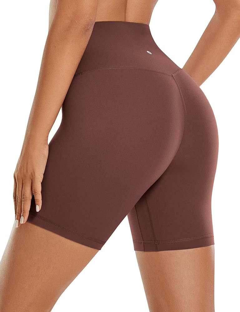 CRZ YOGA Women's Brushed Naked Feeling Biker Shorts 6'' - High Waist Matte Workout Gym Running Sp... | Amazon (US)