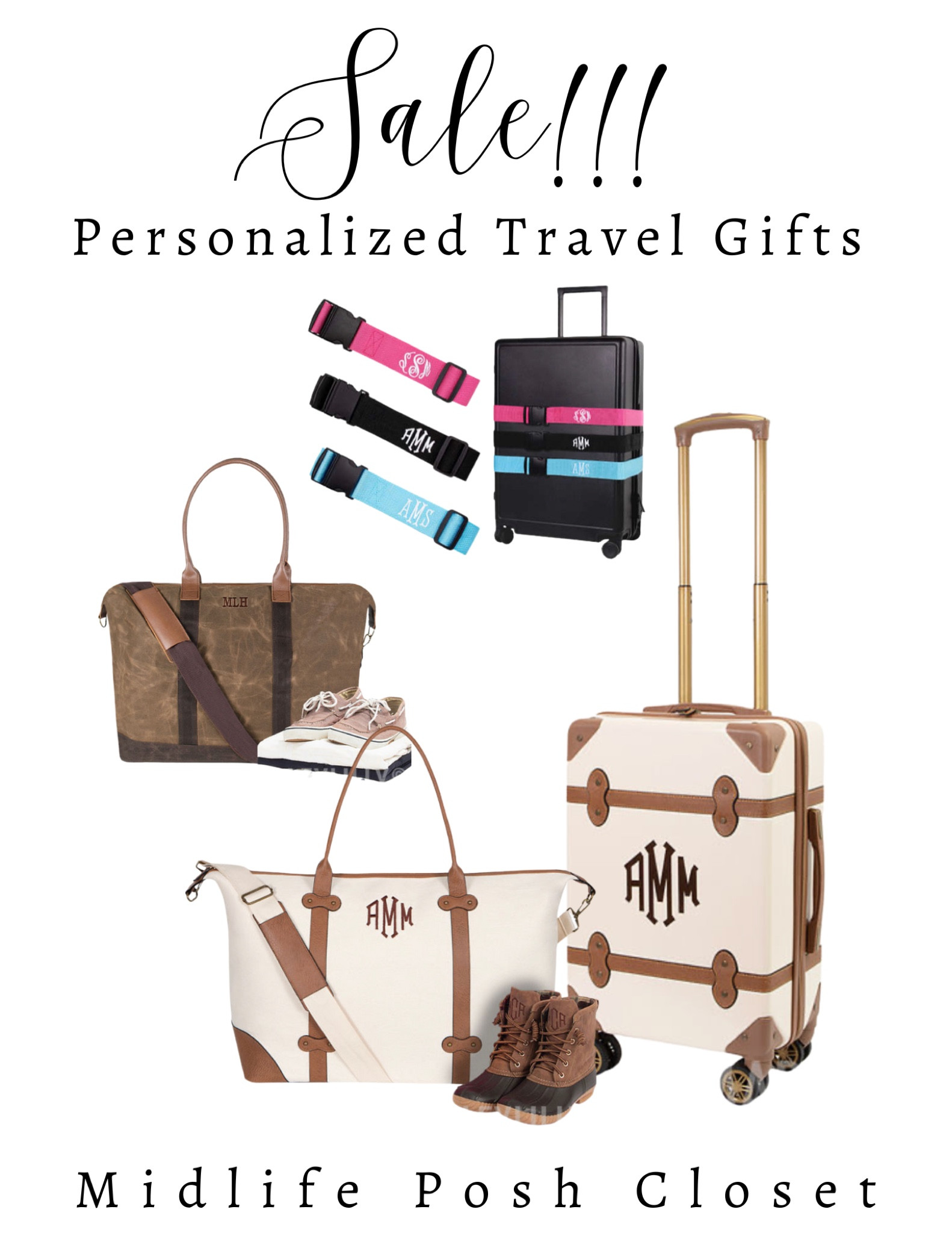 Personalized Vintage Carry On Suitcase -- Marleylilly