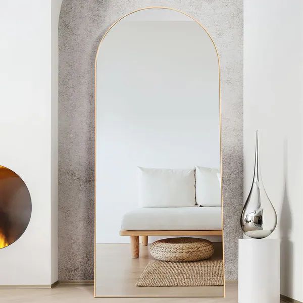 Modern Arched Mirror Full-Length Floor Mirror with Stand - Overstock - 34380485 | Bed Bath & Beyond