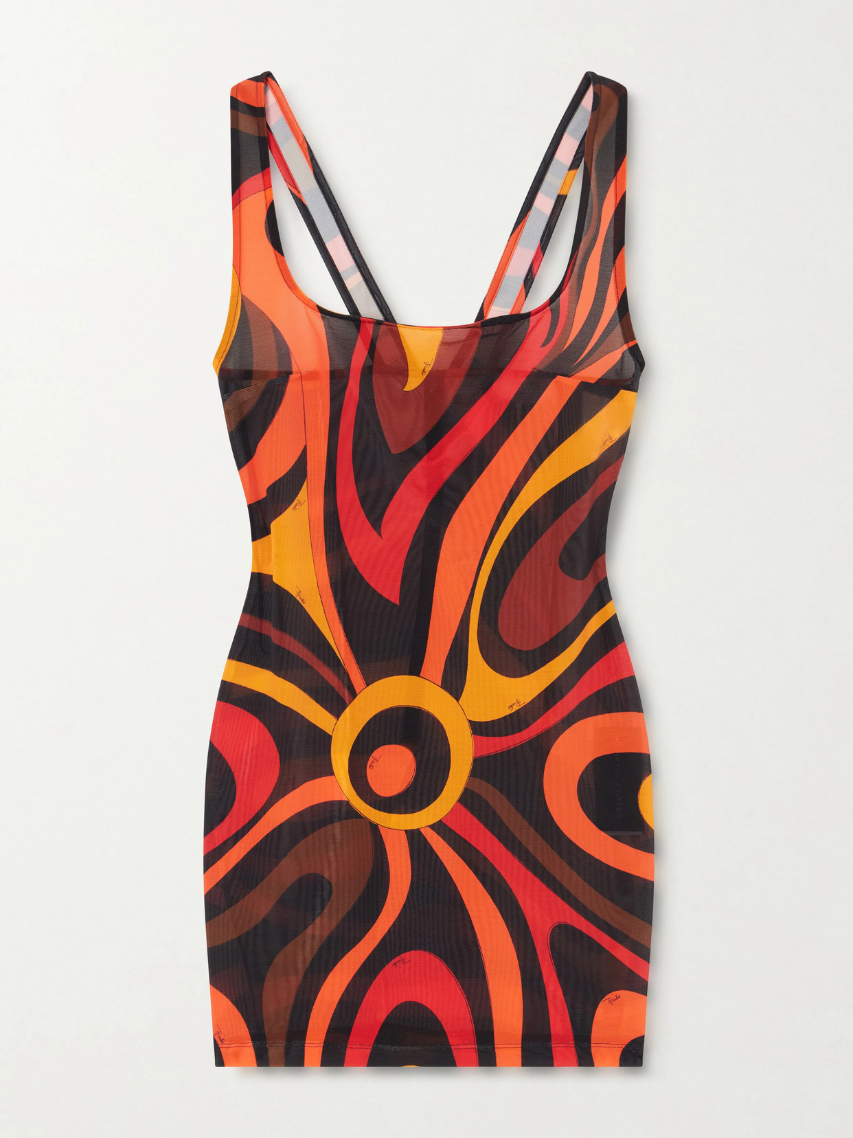 PUCCI - Printed Mesh Mini Dress - Orange | NET-A-PORTER (US)