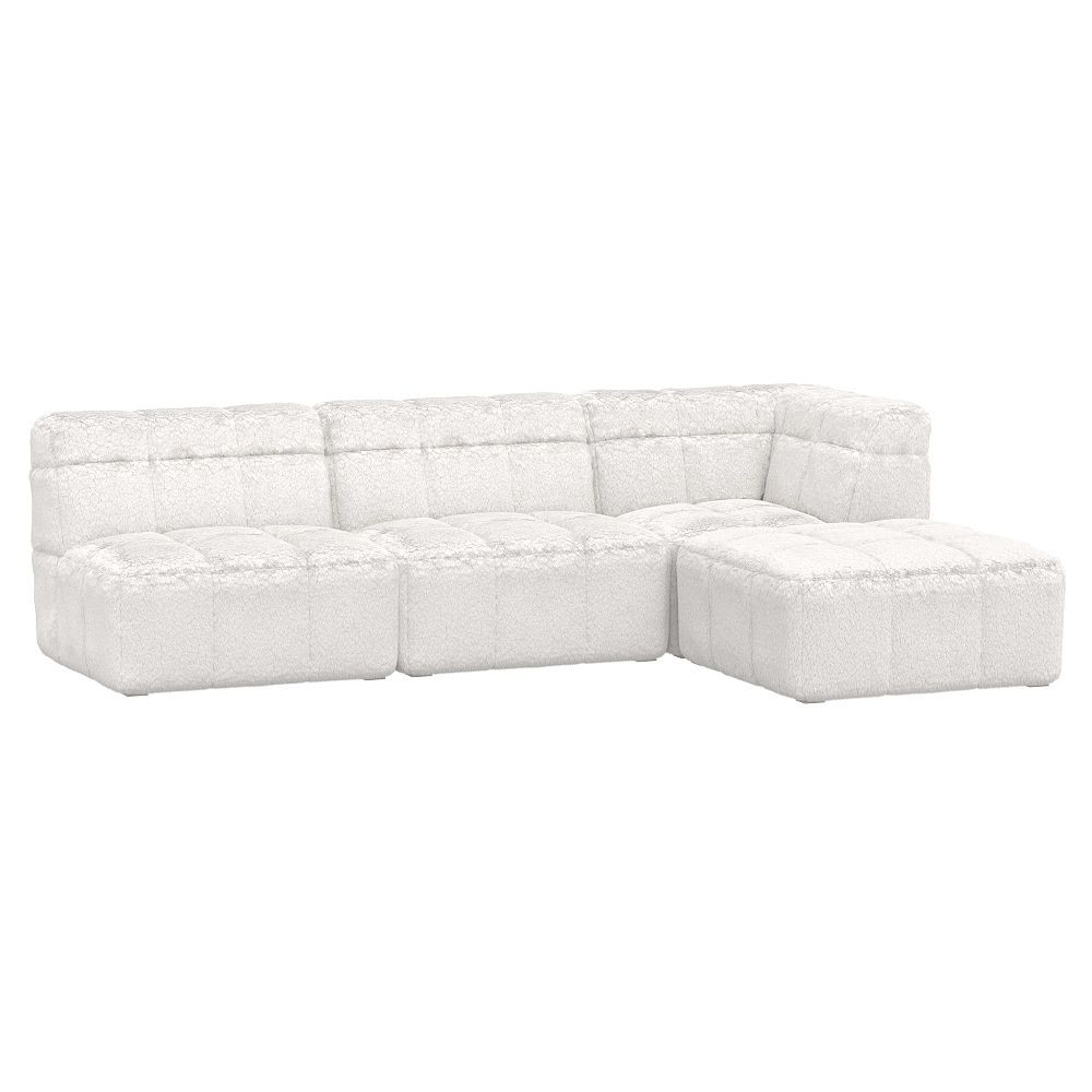 Baldwin Super Sectional Set, Polar Bear Faux-Fur | Pottery Barn Teen