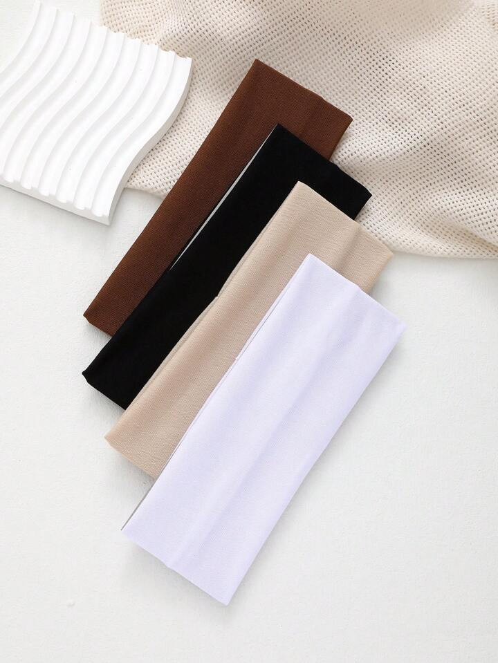 4pcs Women's Non-Slip & Sweat-Absorbent & Elastic & Wide & Soft Headband, Suitable For Yoga, Runn... | SHEIN