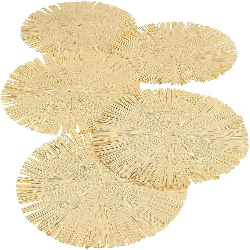 Amazon.com: Fun Express Round Luau Place Mats - Bulk Set of 12 Fringe Placemats for Stress-Free C... | Amazon (US)