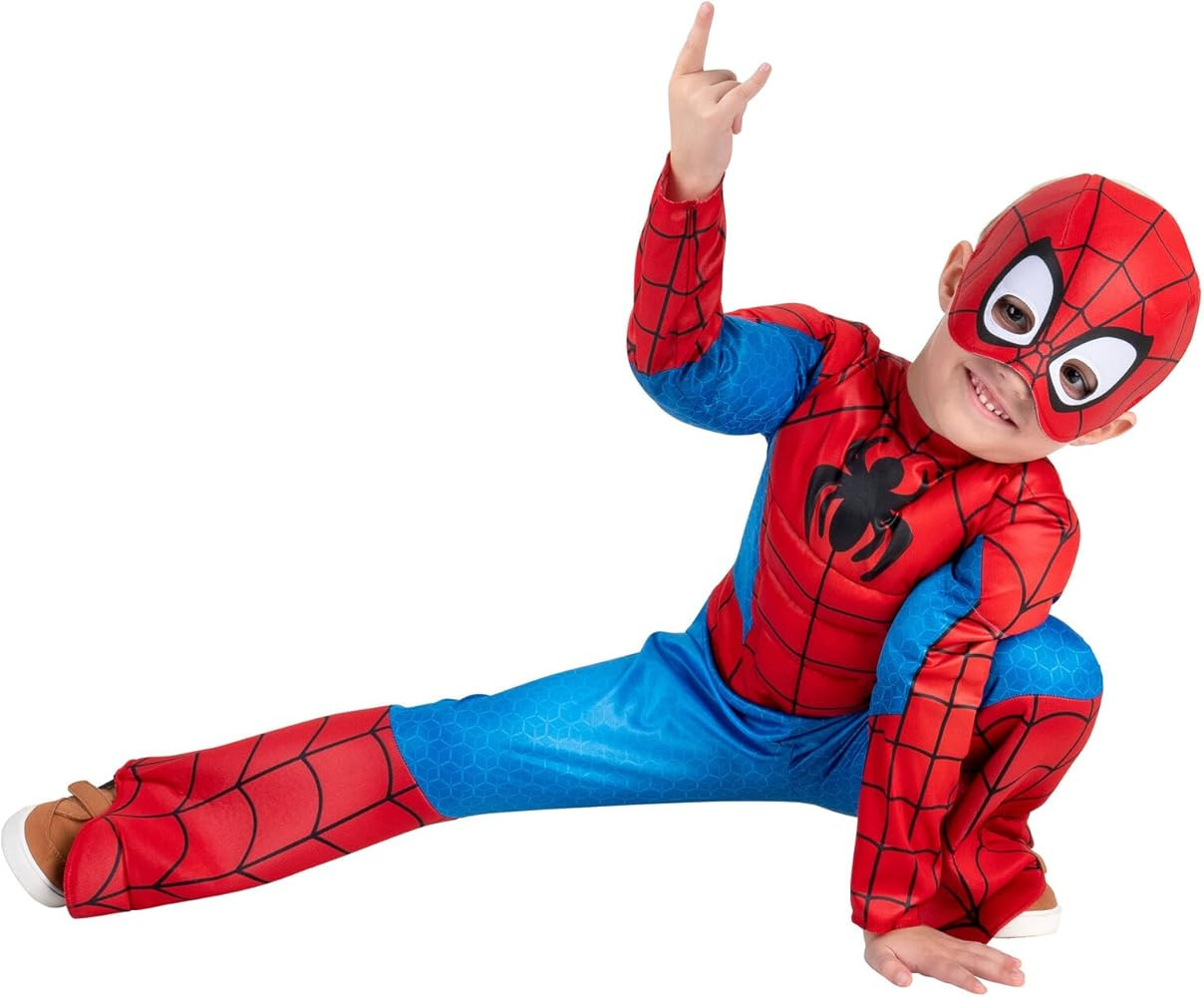 MARVEL Official Toddler Deluxe Halloween Costume - Premium Quality Padded Jumpsuit and Fabric Hea... | Amazon (US)