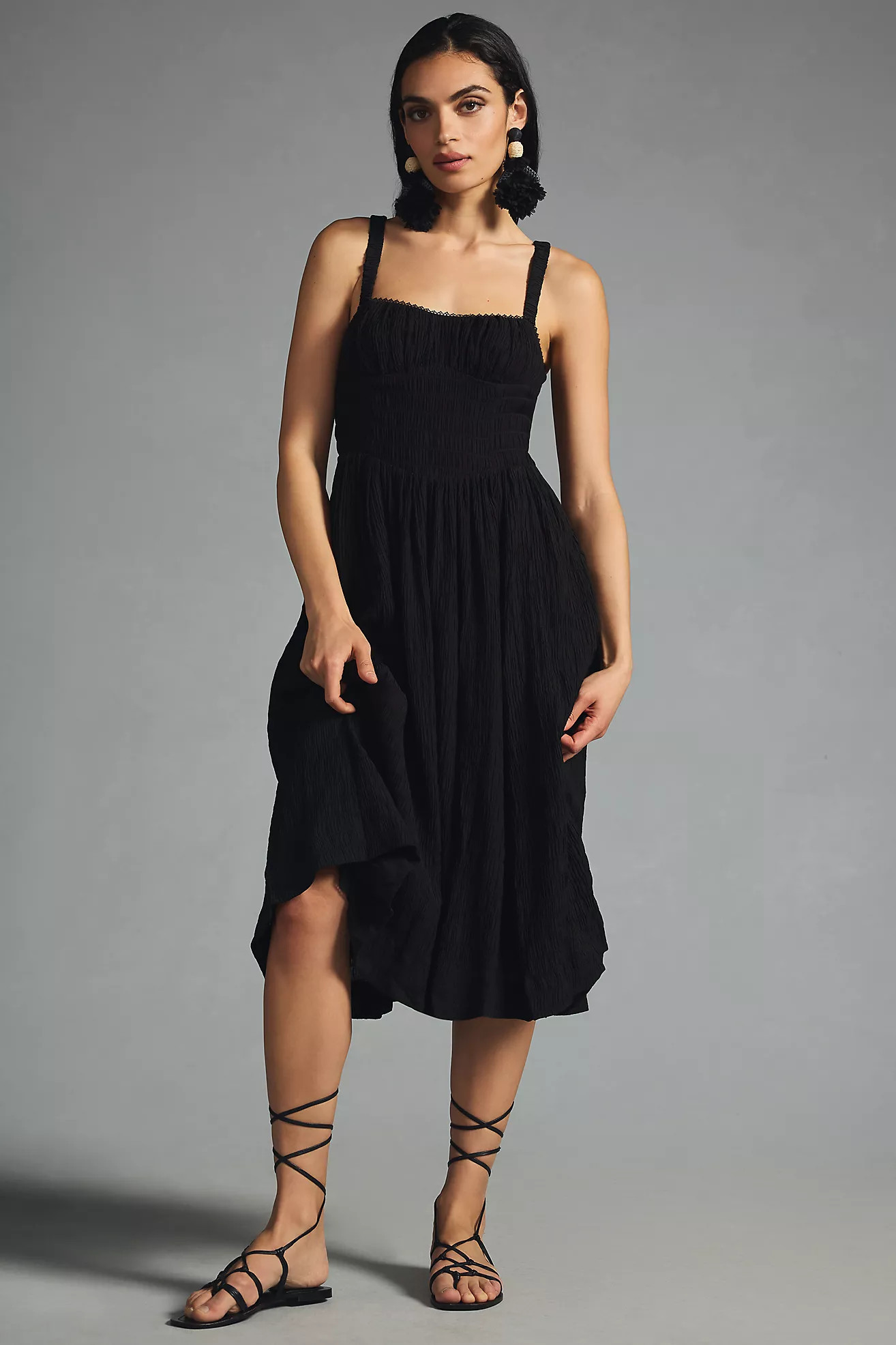 By Anthropologie Textured Smocked Midi Dress | Anthropologie (US)