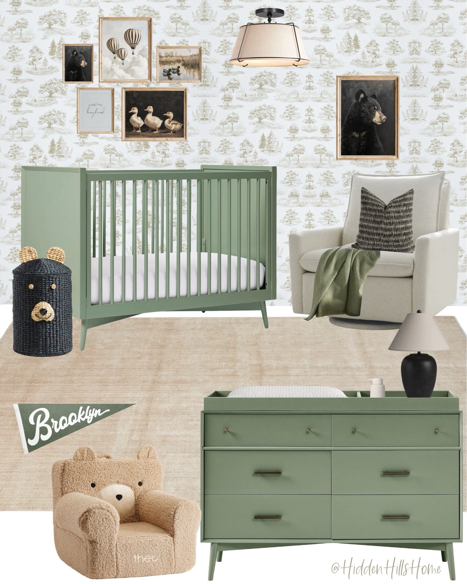 green crib and dresser Namesake Liberty 3-in-1 Convertible Spindle Crib w/Toddler Bed Convers –  Albee Baby main image 1