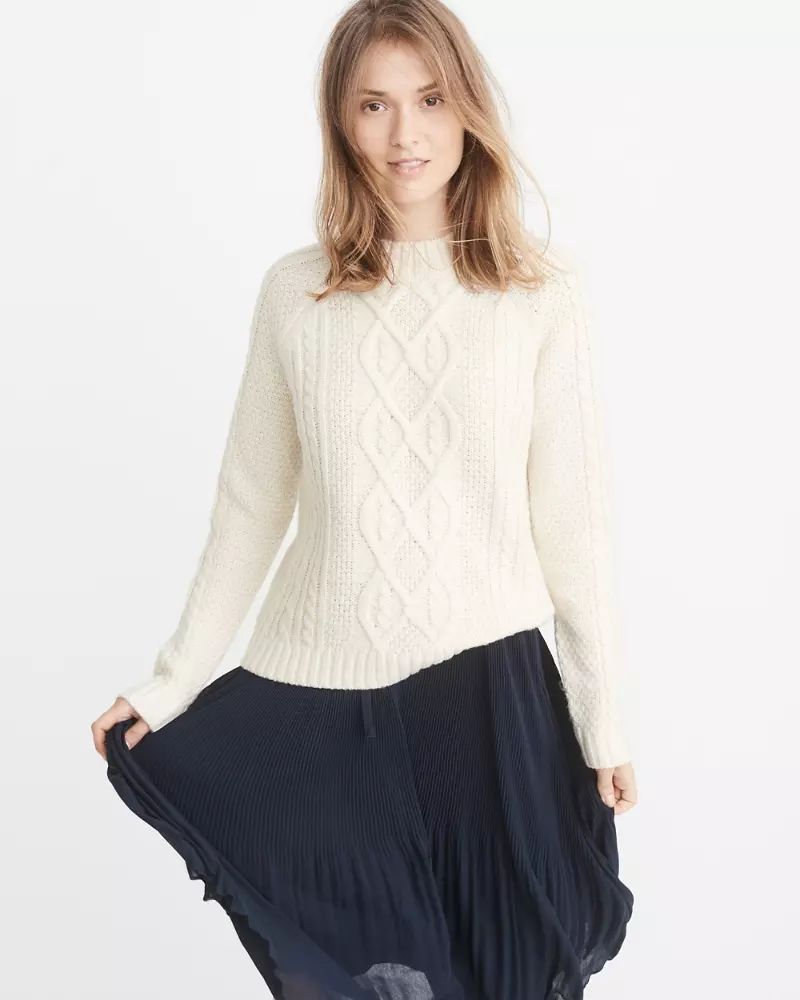 Airspun Mock Neck Cable Sweater | Abercrombie & Fitch US & UK
