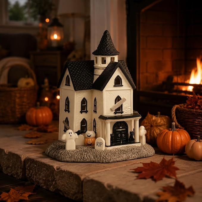 Vintage Halloween Light-Up House Figurine Halloween Decor Indoor Pumpkins Ghost Fall Decor Spooky... | Amazon (US)