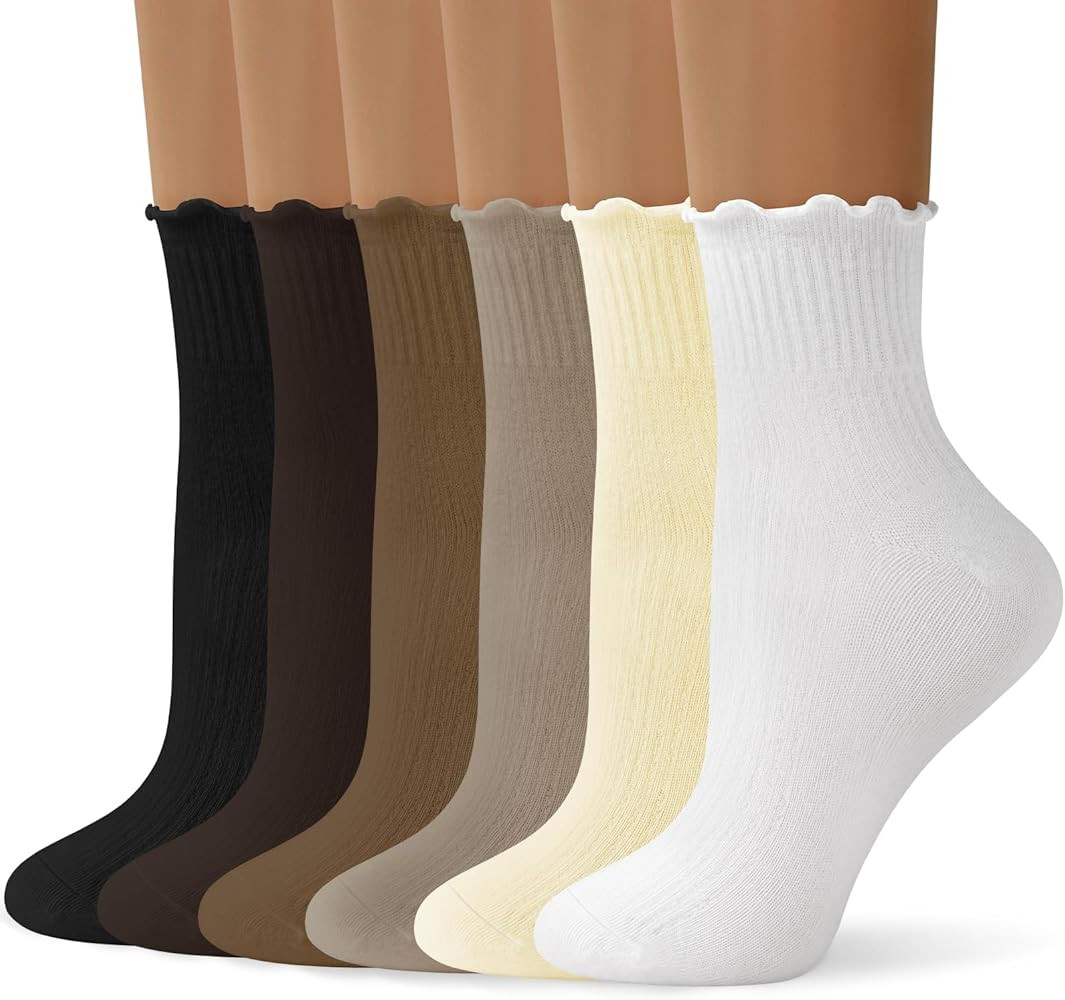 ANDERE ARTE Womens Ruffle Ankle Socks Cute Lettuce Edge Crew Socks for Women | Amazon (US)