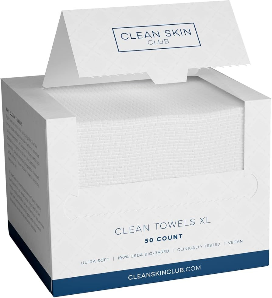 Clean Skin Club Clean Towels XL, Biobased Face Towel, Disposable Face Towelette, Facial Washcloth... | Amazon (US)