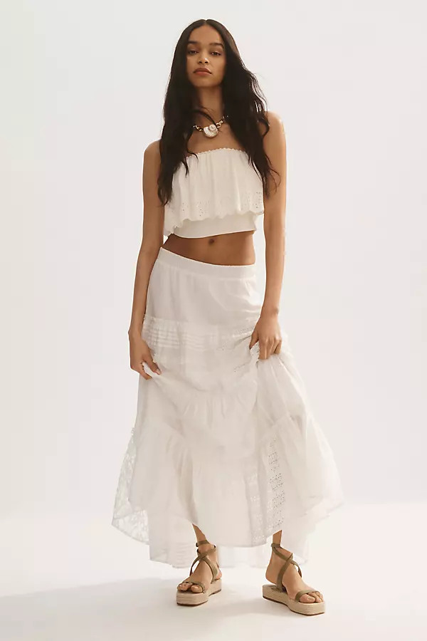 By Anthropologie Tiered Lace Patchwork Skirt | Anthropologie (US)