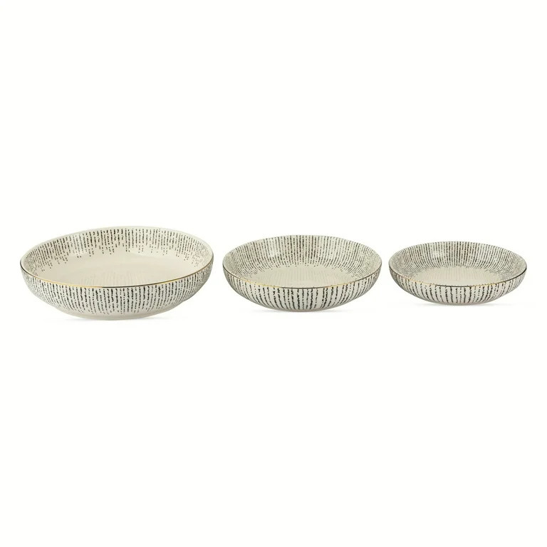 Visit the Thyme&Table Store(3.6)|20 Thyme & Table Riley 3-Piece Ceramic Nesting Low Bowl Set Blac... | Walmart (US)