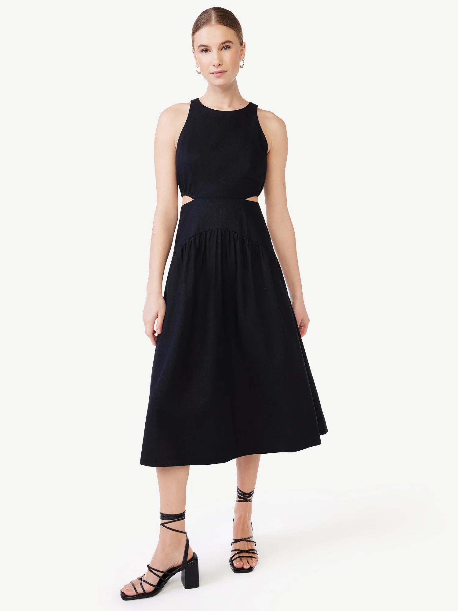 Scoop Women's Linen Cutout Midi Dress | Walmart (US)