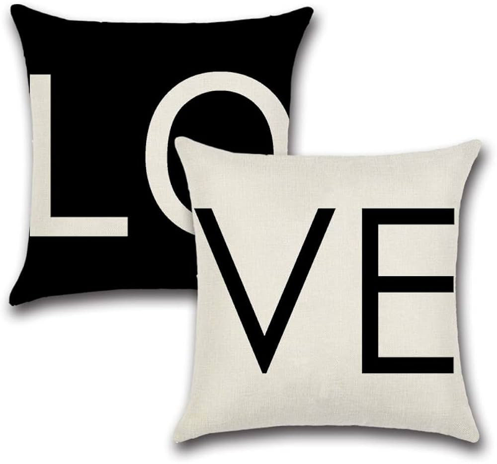 Ohok Valentines Day Pillow Covers 18x18 Set of 2 Valentines Day Decor for Home Black and White Lo... | Amazon (US)