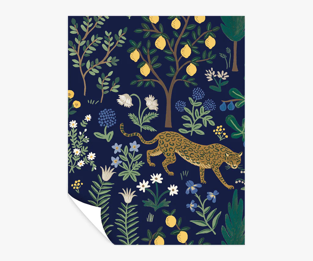 Menagerie Peel & Stick Wallpaper Sample - Navy | Rifle Paper Co.