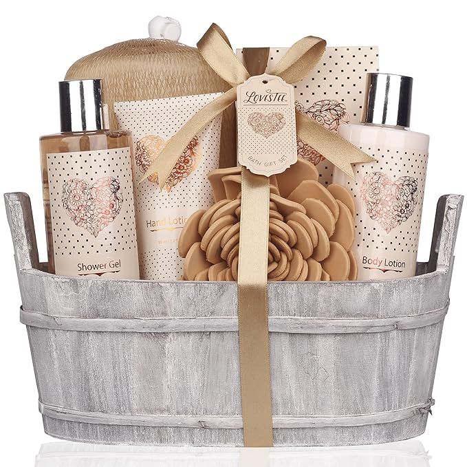 Spa Gift Basket – Bath and Body Set with Vanilla Fragrance by Lovestee - Gift Basket Includes S... | Amazon (US)