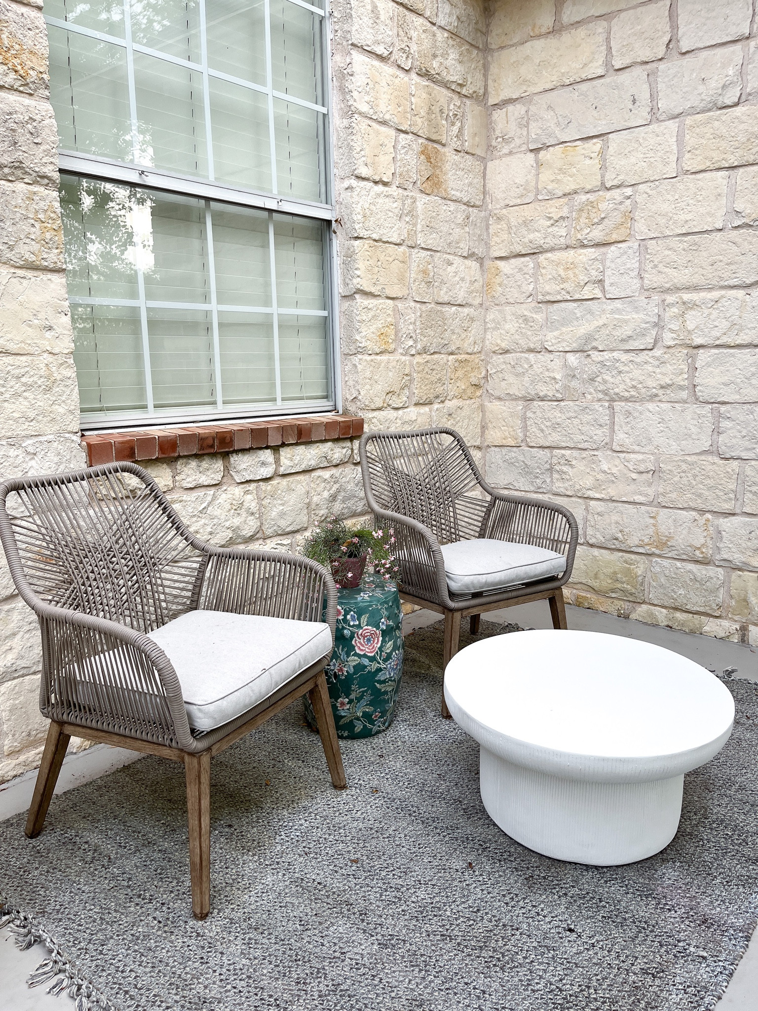 Outdoor furniture 
Outdoor decor
Woven chairs
Studio McGee coffee table
Outdoor rug 

#LTKhome #LTKFind #LTKSeasonal