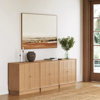 Oak Modern Coastal Rattan Storage Cabinet | Wayfair North America