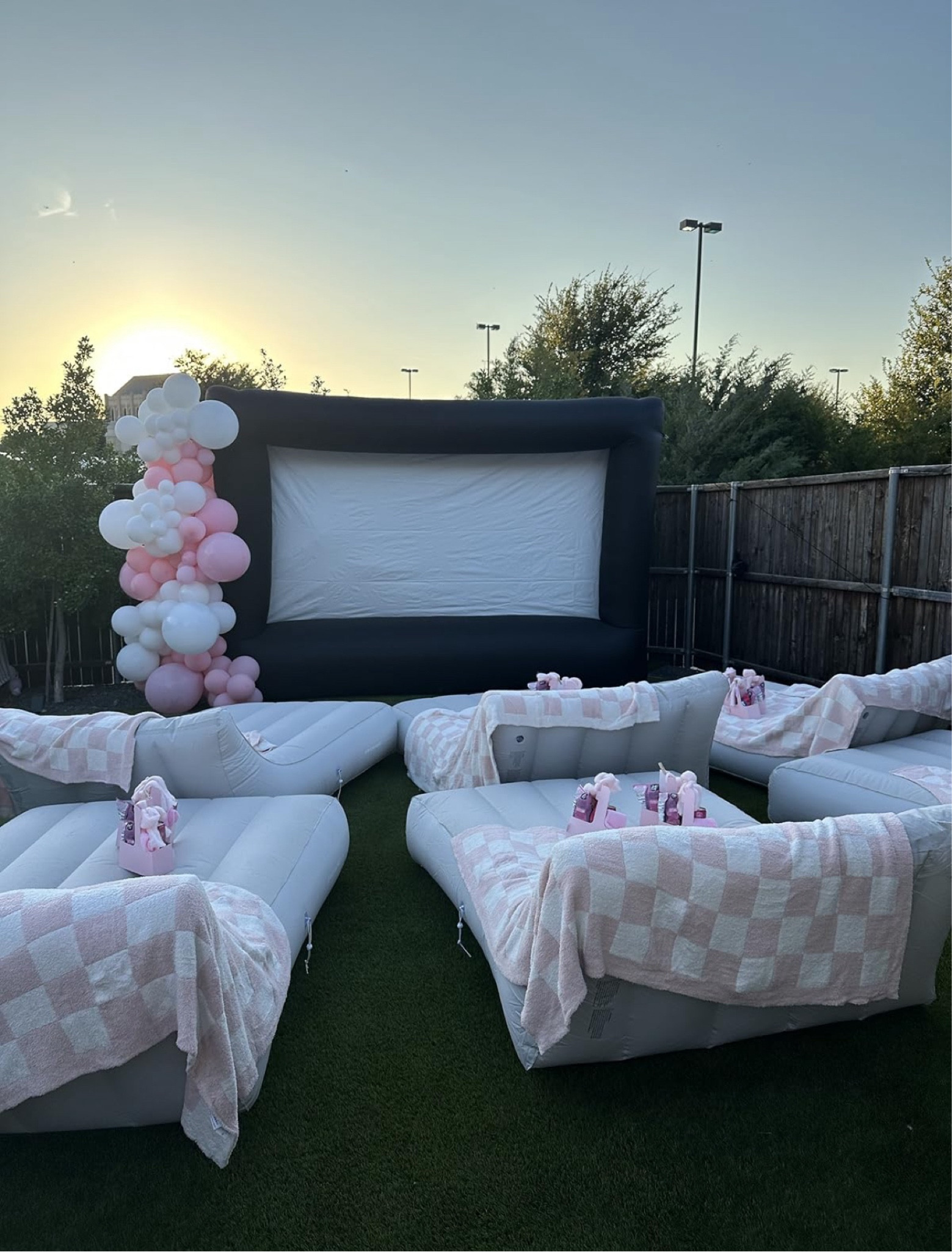 Baby shower movie night under the stars!! ✨ 

Party ideas parties hosting decorations outside outdoor pink movies hosting unique fun Pinterest 

#LTKHome #LTKParties #LTKSeasonal