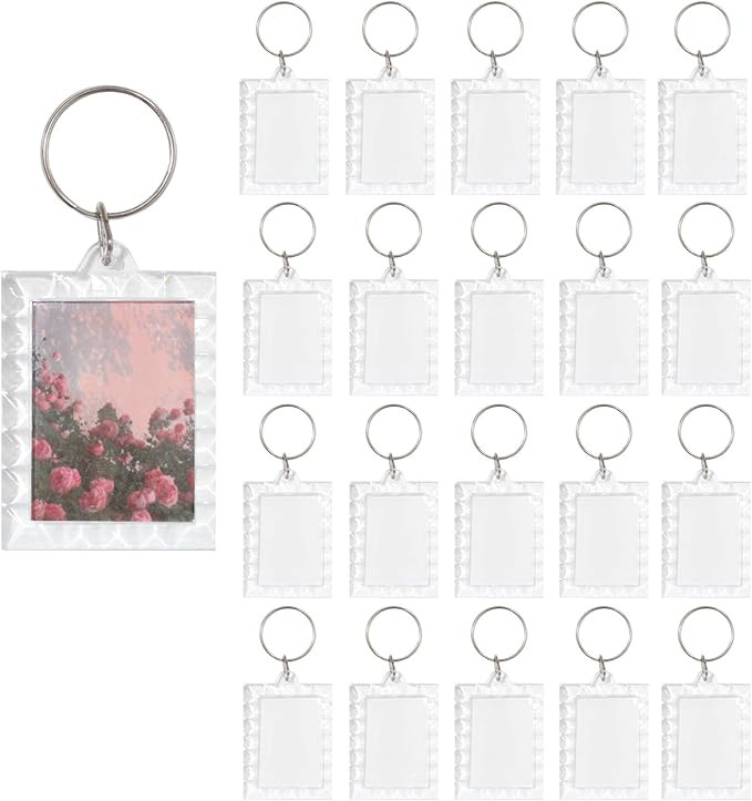 BetterJonny 20Pcs Acrylic Picture Keychain Blanks in Clear Acrylic Picture Frame Keyrings | Amazon (US)