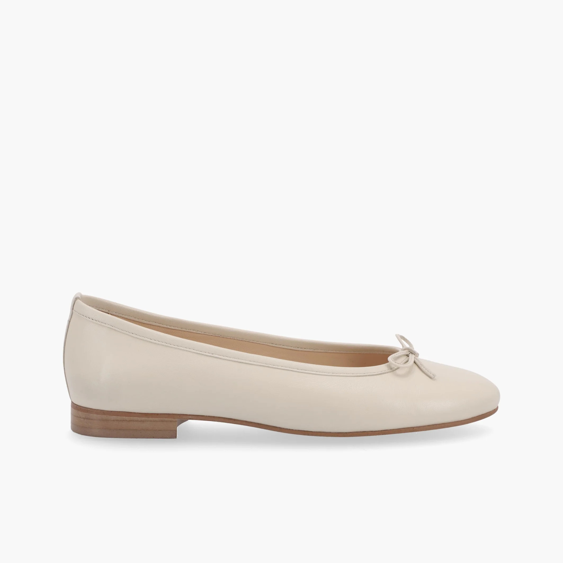 Oriana Cream Leather Ballet Flats | Shop Simon