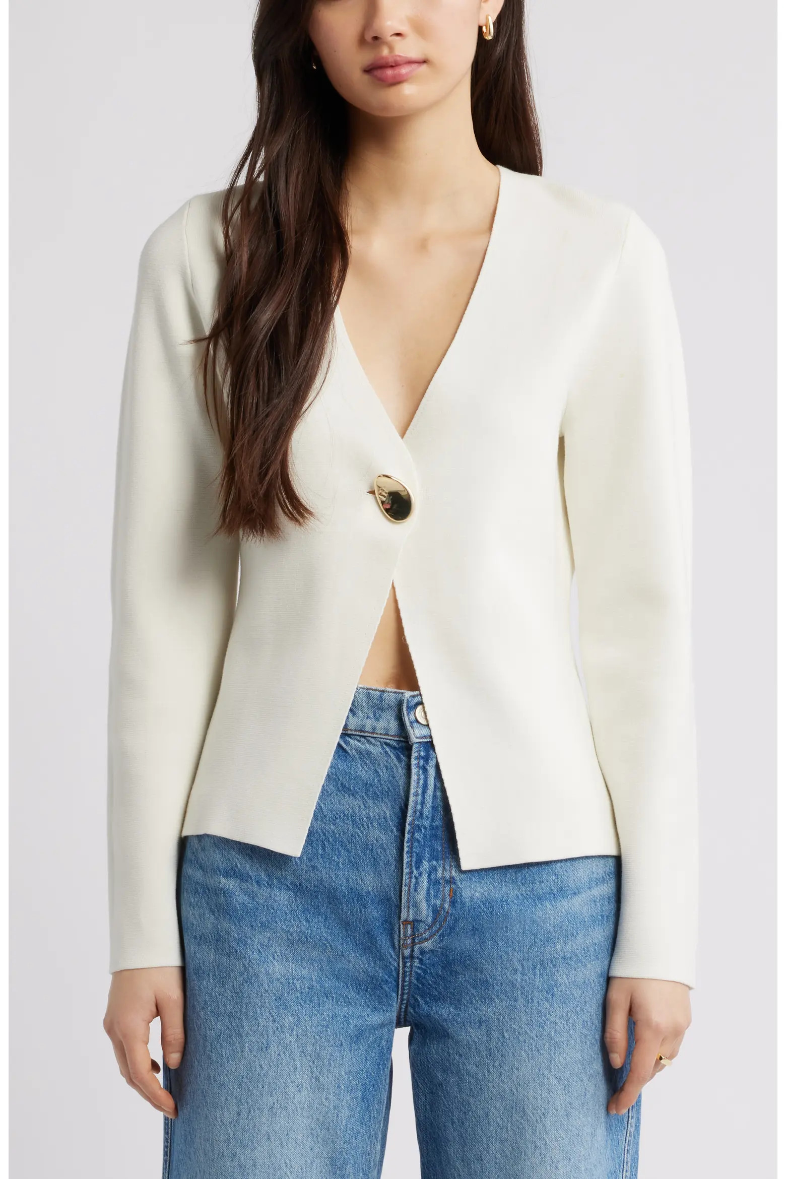 Structured One-Button Cardigan (Women) | Nordstrom | Nordstrom