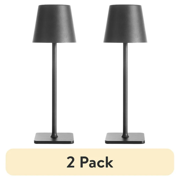 (2 pack) Mainstays 13" Indoor/Outdoor LED Rechargeable Stick Lamp, Black - Walmart.com | Walmart (US)