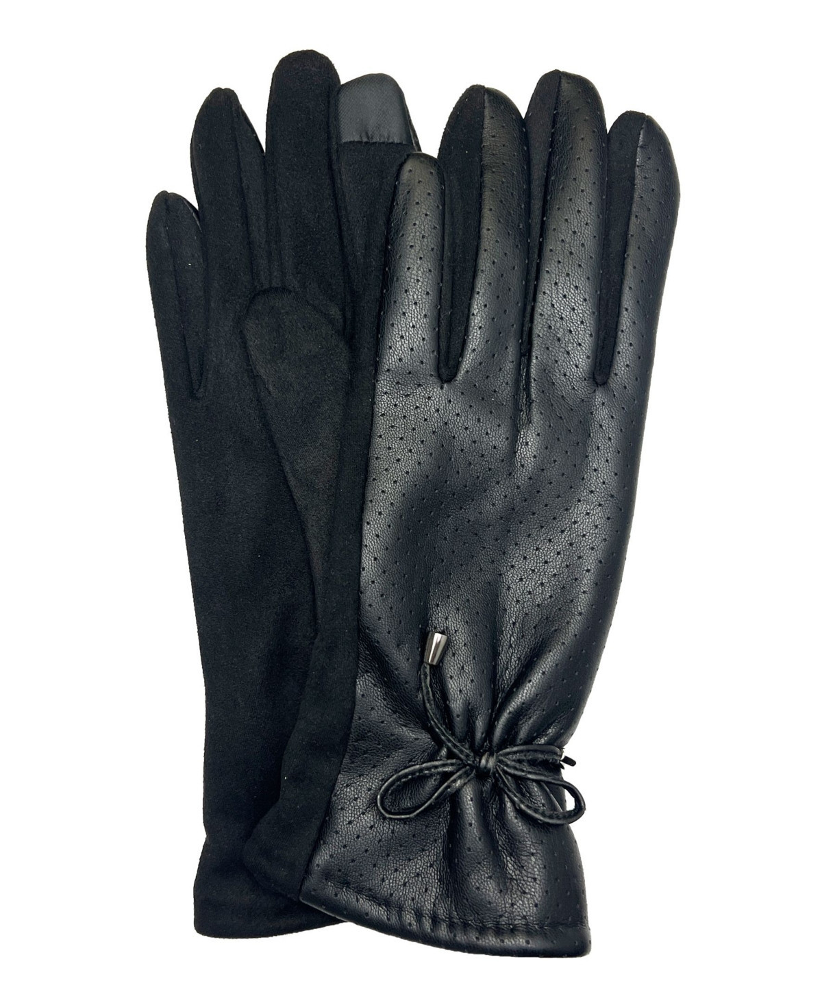 Marcus Adler Women's Bow Faux Leather Touchscreen Glove - Black | Macy's