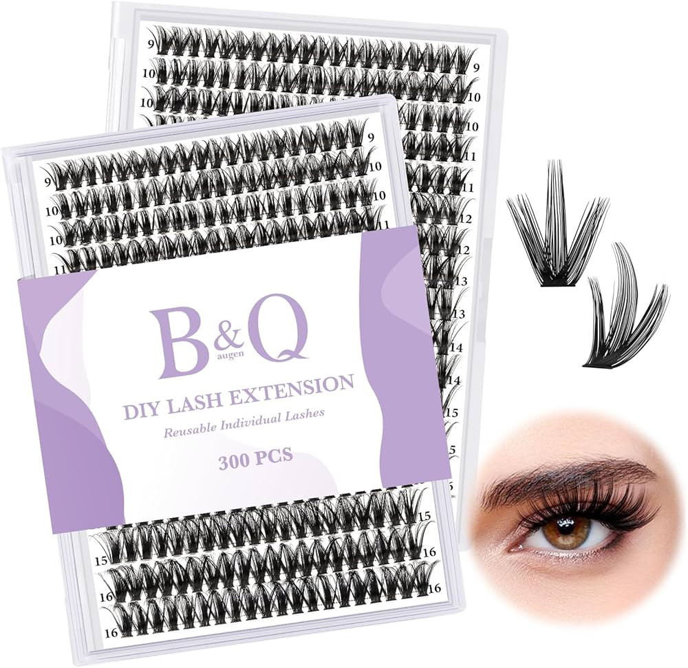 B&Q Manga Lash Clusters DIY Individual Lashes 50D-0.07C-9-16MIX 300 PCS False Eyelash Cluster Vol... | Amazon (US)