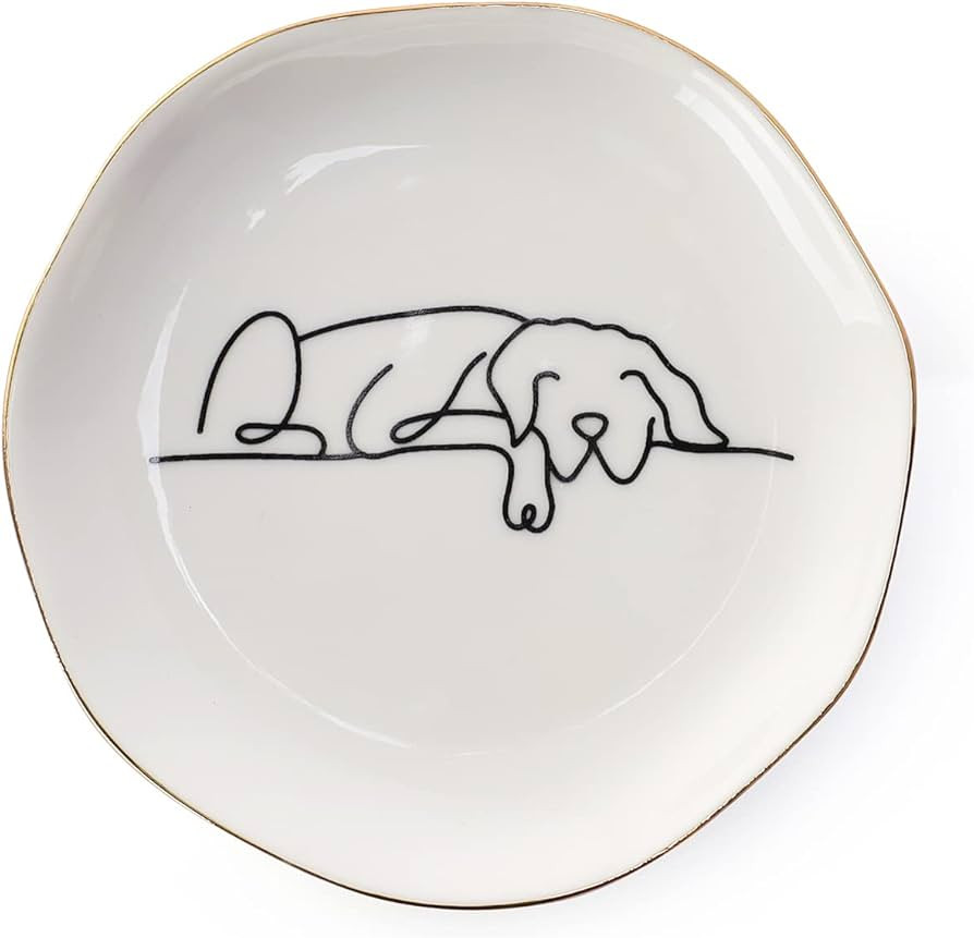 HOME SMILE Sleeping Dog Ring Dish Jewelry Tray,Christmas Gifts for Dog Mom,Gifts for Dog Mom,Cera... | Amazon (US)