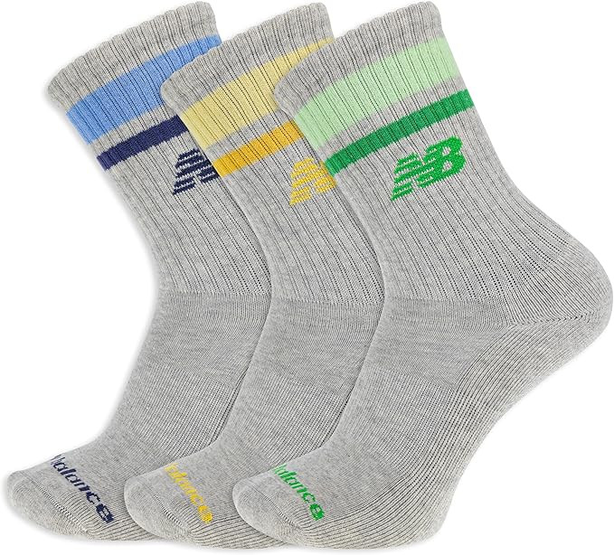 New Balance Unisex Adult Organic Cotton Crew & Mid-crew Socks - 3 Pairs - Arch Support | Amazon (US)