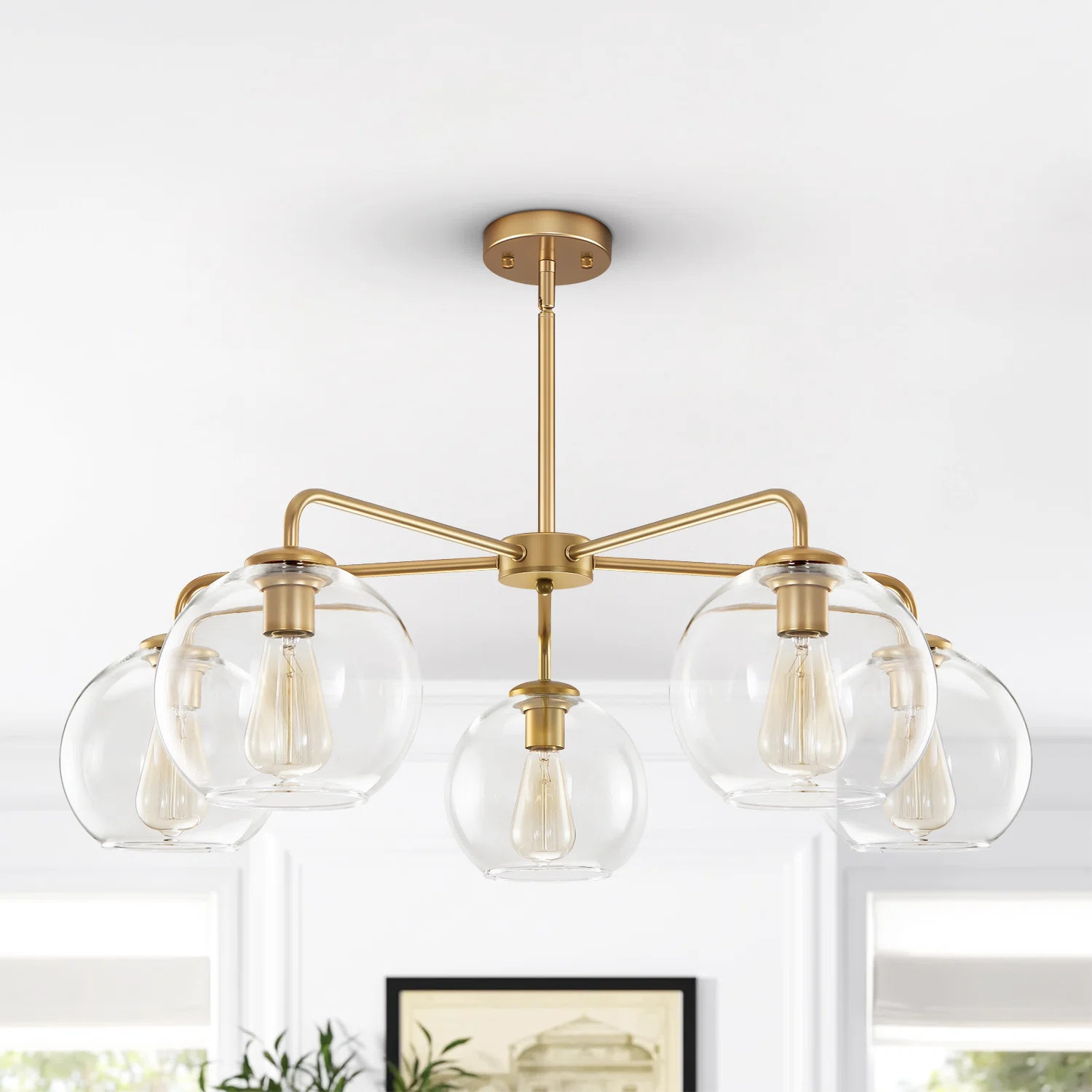 Royelle 5 - Light Sputnik Sphere Modern Glass Bubble Chandelier | Wayfair North America