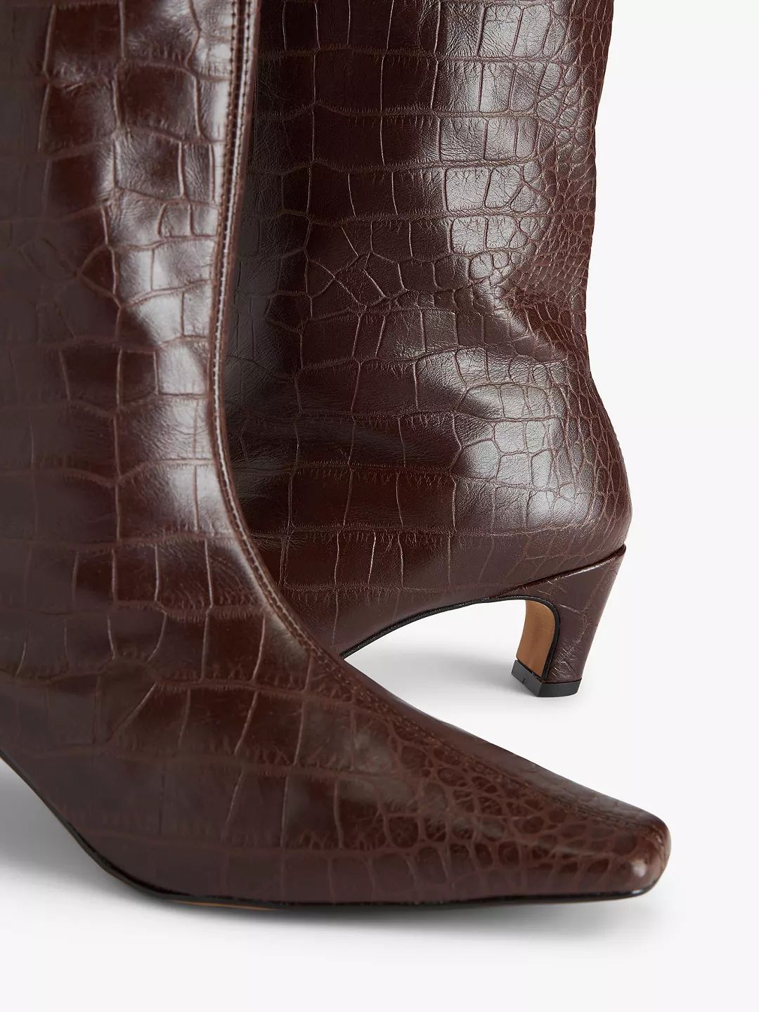 John Lewis Sydnie Leather Chisel Toe Pull On Knee Boots, Black | John Lewis (UK)