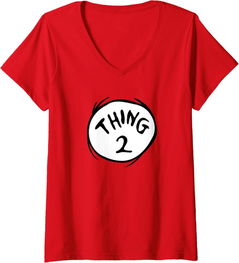 Womens Dr. Seuss Thing 2 Emblem V-Neck T-Shirt | Amazon (US)