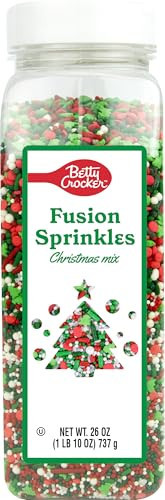 Betty Crocker Fusion Sprinkles Christmas Mix Bottle Festive Red, Green & White Holiday Sprinkles for Decorating Cookies, Cupcakes & Cakes, 26oz | Amazon (US)
