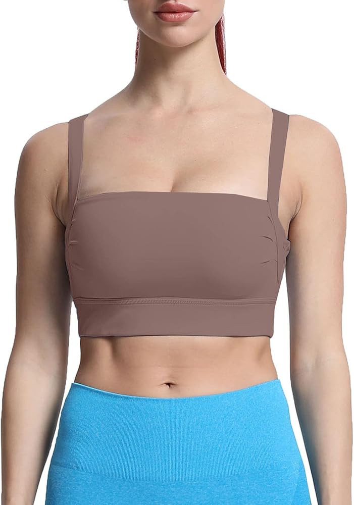 Aoxjox Women's Workout High Impact Sports Bras Fitness Square Neck Balcony Open Back Bra Yoga Cro... | Amazon (US)