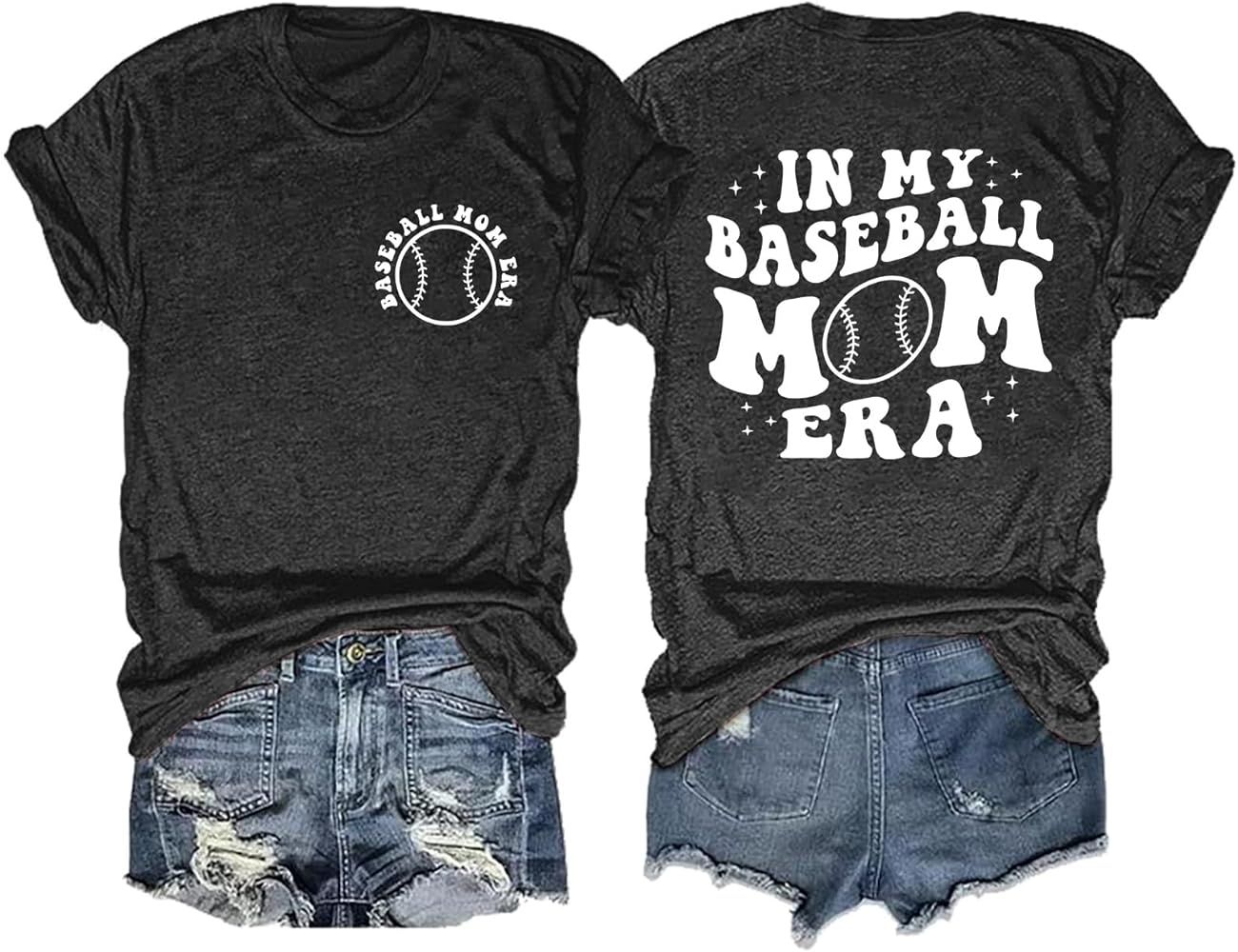 Baseball Mom Shirts Women in My Baseball Mom Era T Shirt Funny Baseball Graphic Tees Baseball Mam... | Amazon (US)