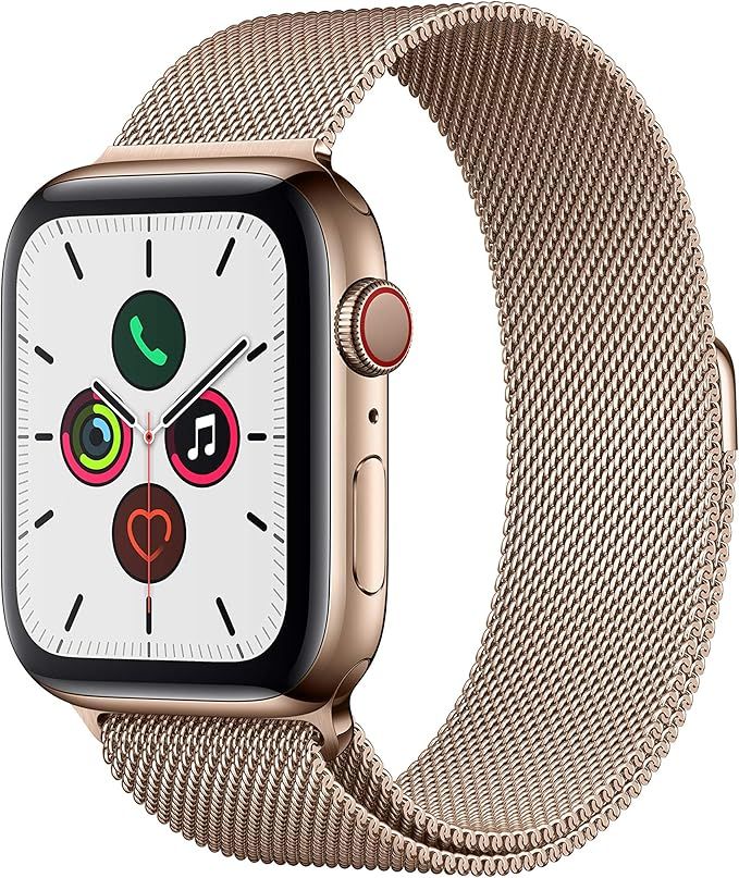 Apple Watch Series 5 (GPS + Cellular, 44 mm) Edelstahlgehäuse Gold - Milanaise Armband Gold | Amazon (DE)