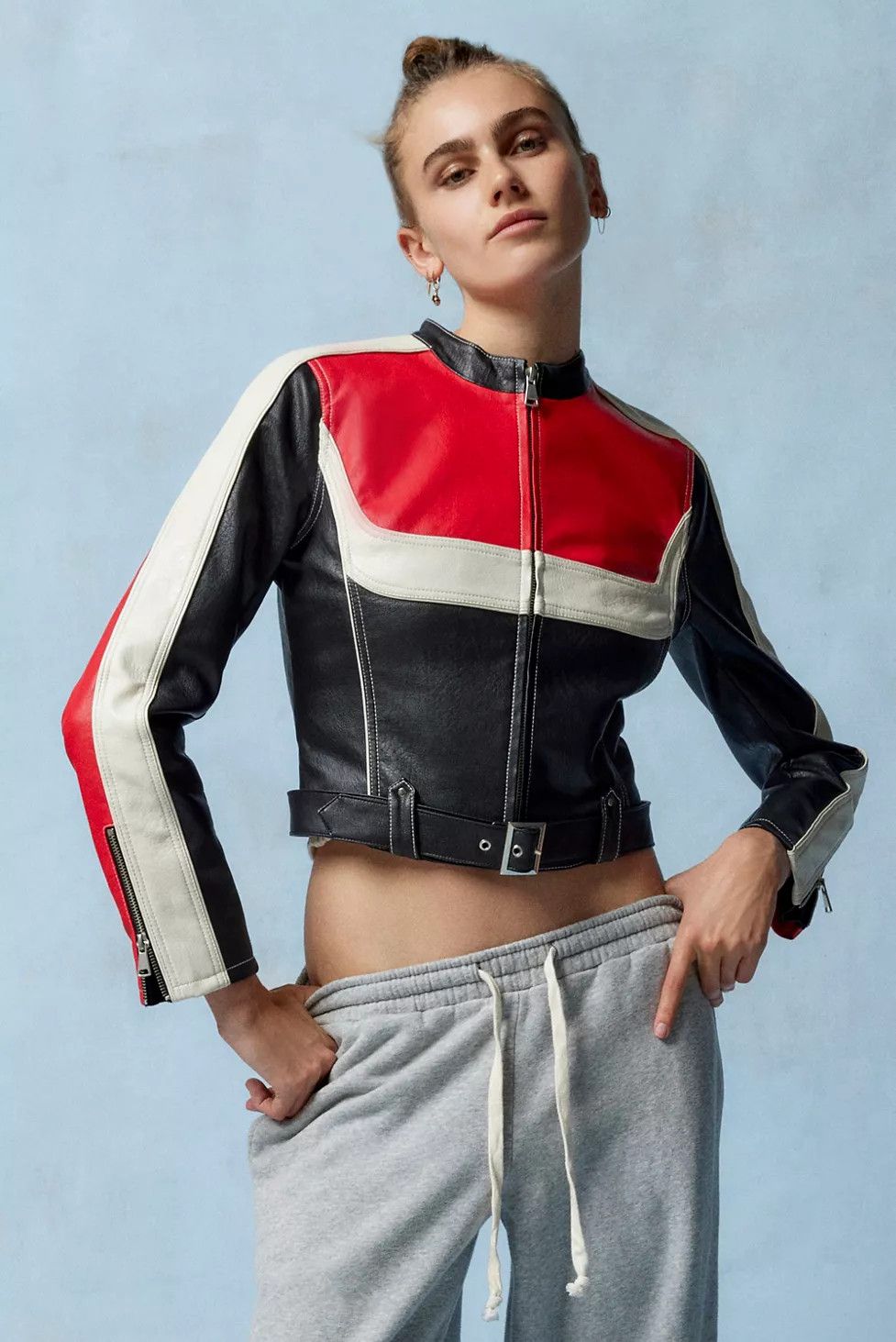 UO Jordan Faux Leather Fitted Moto Jacket | Urban Outfitters (US and RoW)